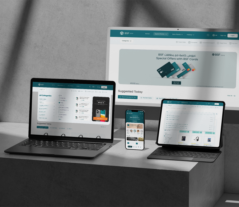 Multiple device mockup with concrete background and natural shadow